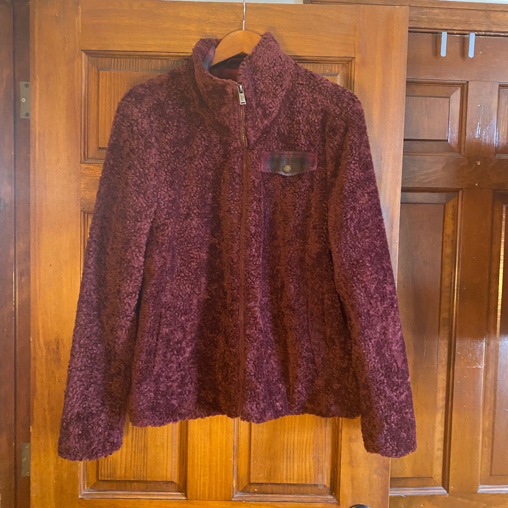 Pendleton fuzzy zip up jacket XL burgundy